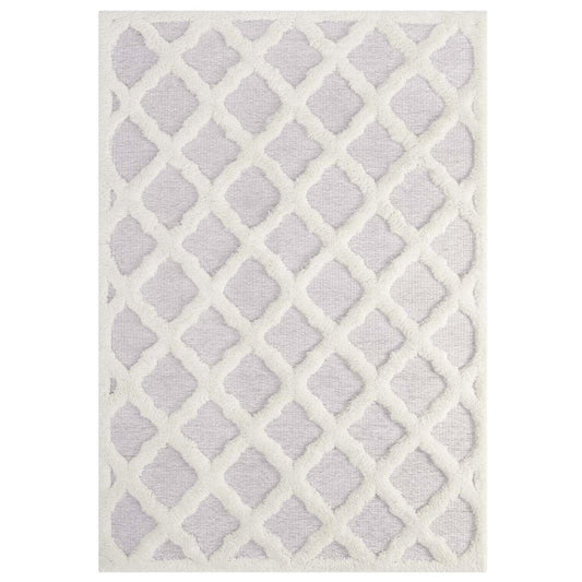 area rugs | CasaFoyer Regale Abstract Moroccan Trellis 5x8 Shag Area Rug | Elegant Ivory & Light Gray | Luxurious Polyester & Chenille Blend | Durable & Family-Friendly | Lively Lattice Motif | Soft & Inviting | Easy to Maintain | casafoyer.myshopify.com