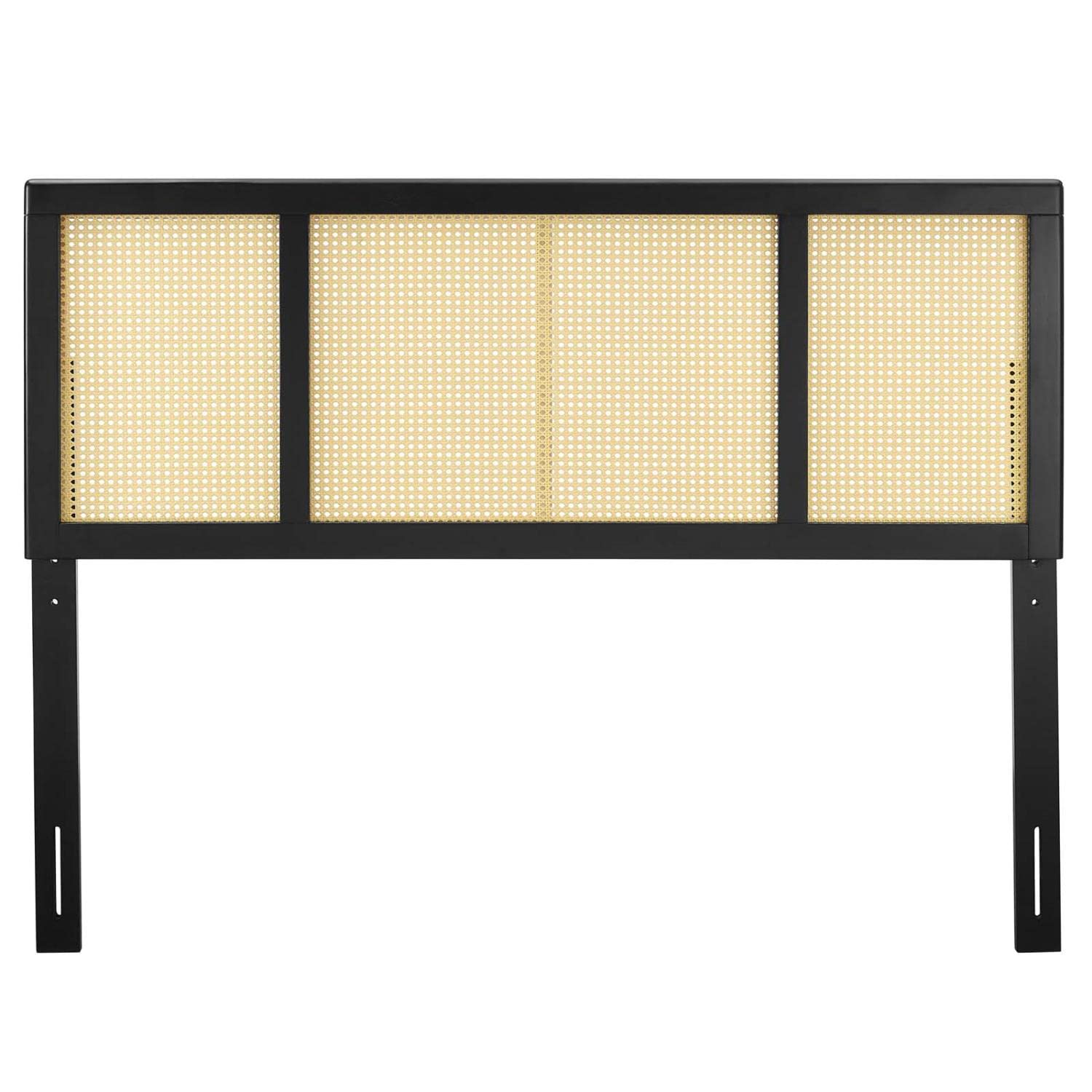 Bed | CasaFoyer Delmare Cane Woven Rattan Full Headboard | Mid-Century Modern Tropical Style | Natural Wood Frame | Interchangeable with Billie and Margo Collections | Solid Rubberwood | Durable | Customizable Furniture | Assembly Required | casafoyer.myshopify.com