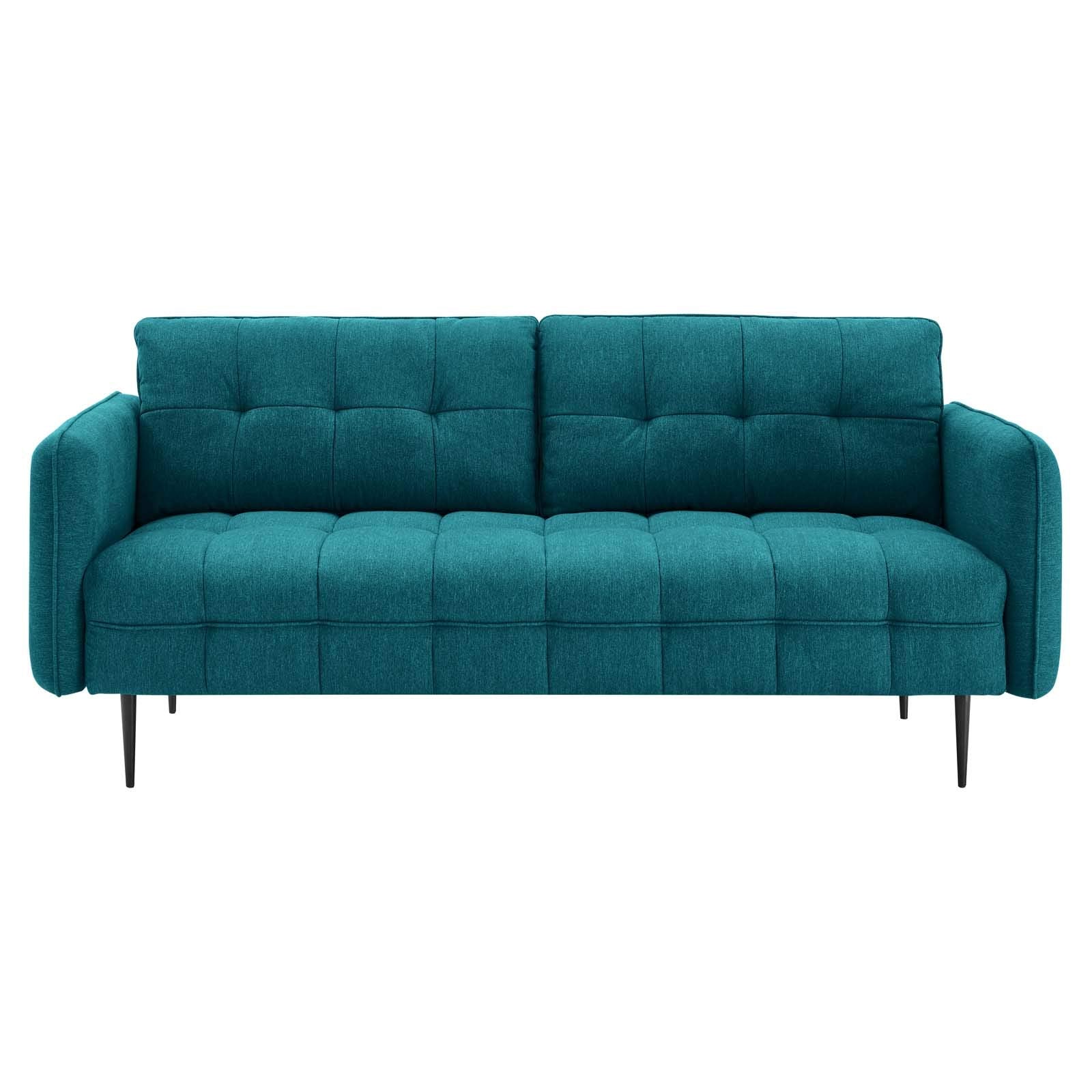 sofas | CasaFoyer Cameron Tufted Fabric Sofa | Contemporary Charm | Mid-Century Design | Soft Polyester | Comfortable Seating | Solid Wood Frame | Easy Assembly | Teal | casafoyer.myshopify.com