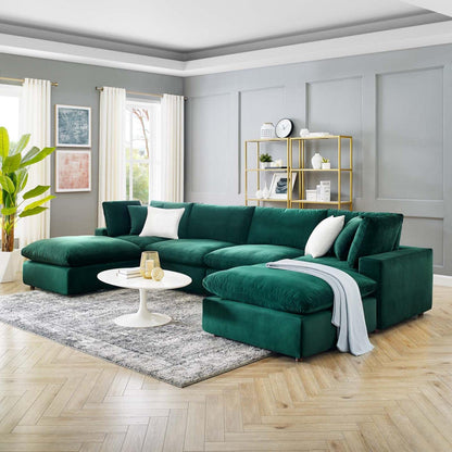 kitchen and dining room sets | CasaFoyer Commix Sectional Sofa | Luxurious & Inviting | Stain-Resistant Velvet | Solid Wood Construction | Plush Comfort | Foam Padded & Duck Down Fill | Overstuffed Feather Cushions | Green | casafoyer.myshopify.com