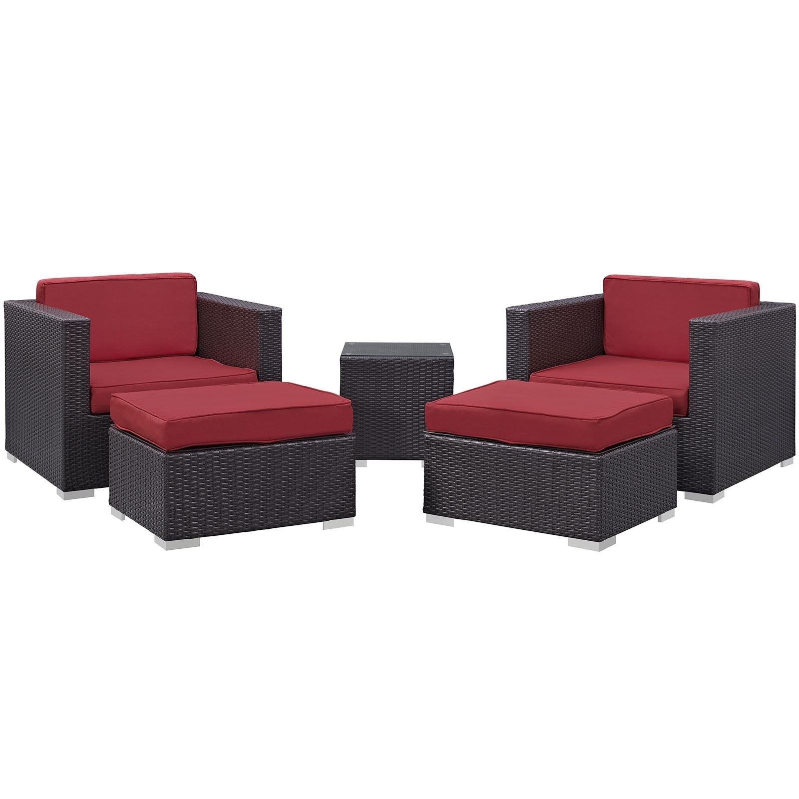 Patio Furniture Sets | Convene Outdoor Sectional Set | Synthetic Rattan | Aluminum Frame | All-Weather Cushions | Patio Lounge Armchair & Ottoman | Poolside Gathering | casafoyer.myshopify.com