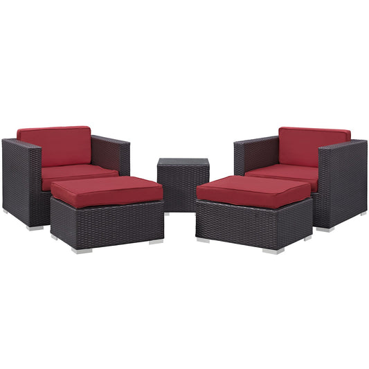 Patio Furniture Sets | Convene Outdoor Sectional Set | Synthetic Rattan | Aluminum Frame | All-Weather Cushions | Patio Lounge Armchair & Ottoman | Poolside Gathering | casafoyer.myshopify.com