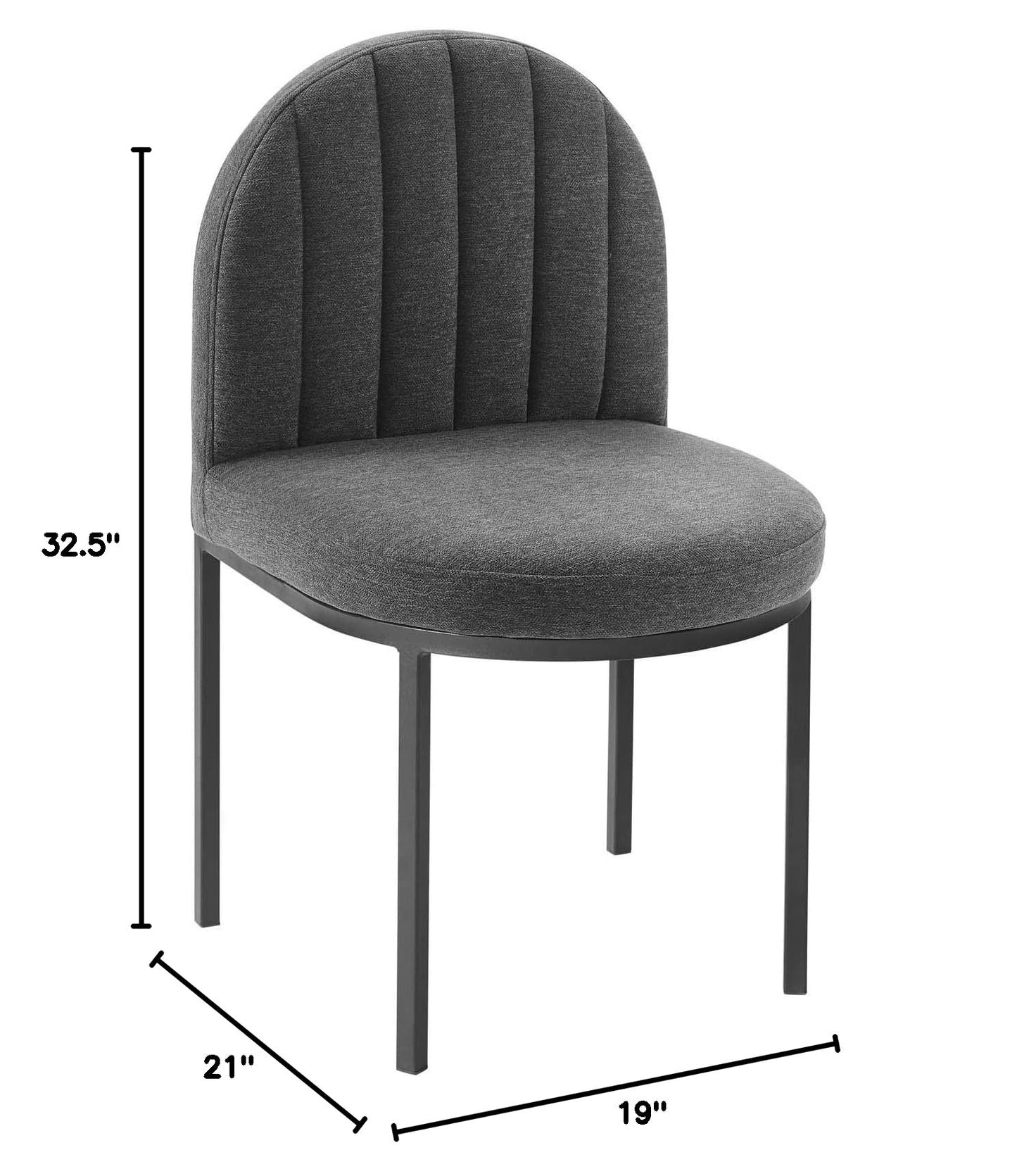 home office desk chairs | CasaFoyer Isla Channel Tufted Upholstered Dining Side Chair | Vintage Clamshell Design | Comfortable Foam Padding | Durable Polyester Fabric | Matte Black Stainless Steel Frame | Set of 1 | casafoyer.myshopify.com