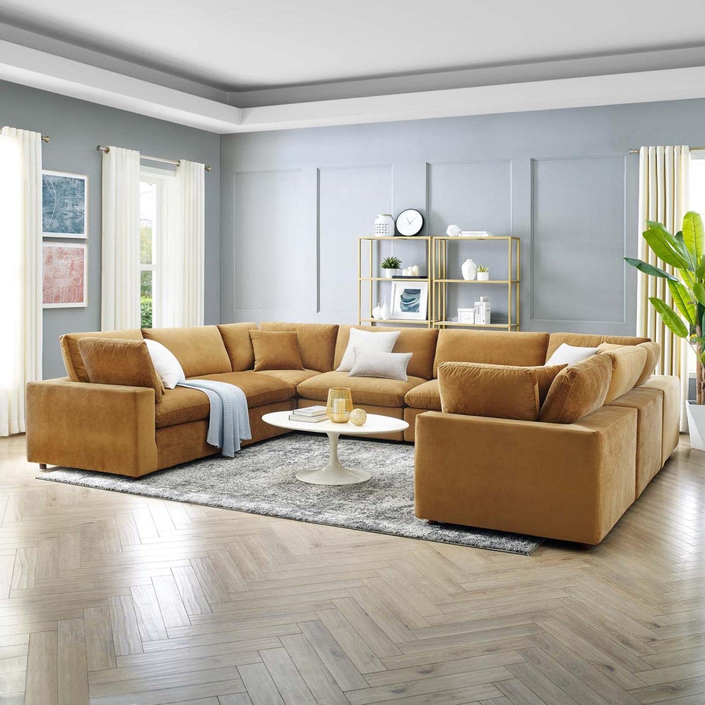 sofas | CasaFoyer Commix | Luxurious Sectional Sofa | Plush Comfort | Stain-Resistant Velvet | Solid Wood Construction | Duck Down Cushions | 8-Piece Set | casafoyer.myshopify.com