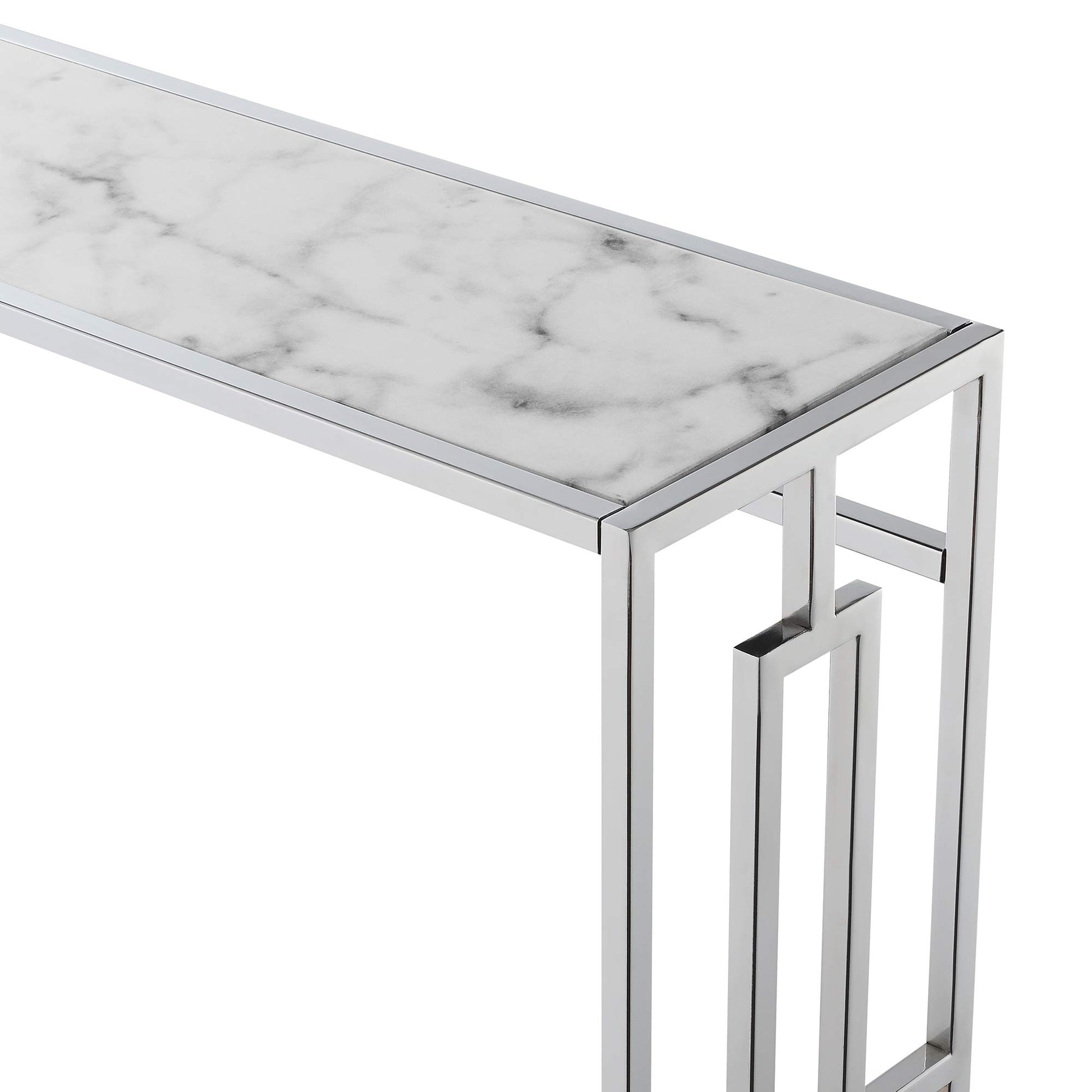 TABLE | Ergode Town Square Chrome Console Table with Shelf | Elegant, Versatile, Easy Assembly | Showcase Decorative Items | Open-Concept Design | Complete the Look | casafoyer.myshopify.com
