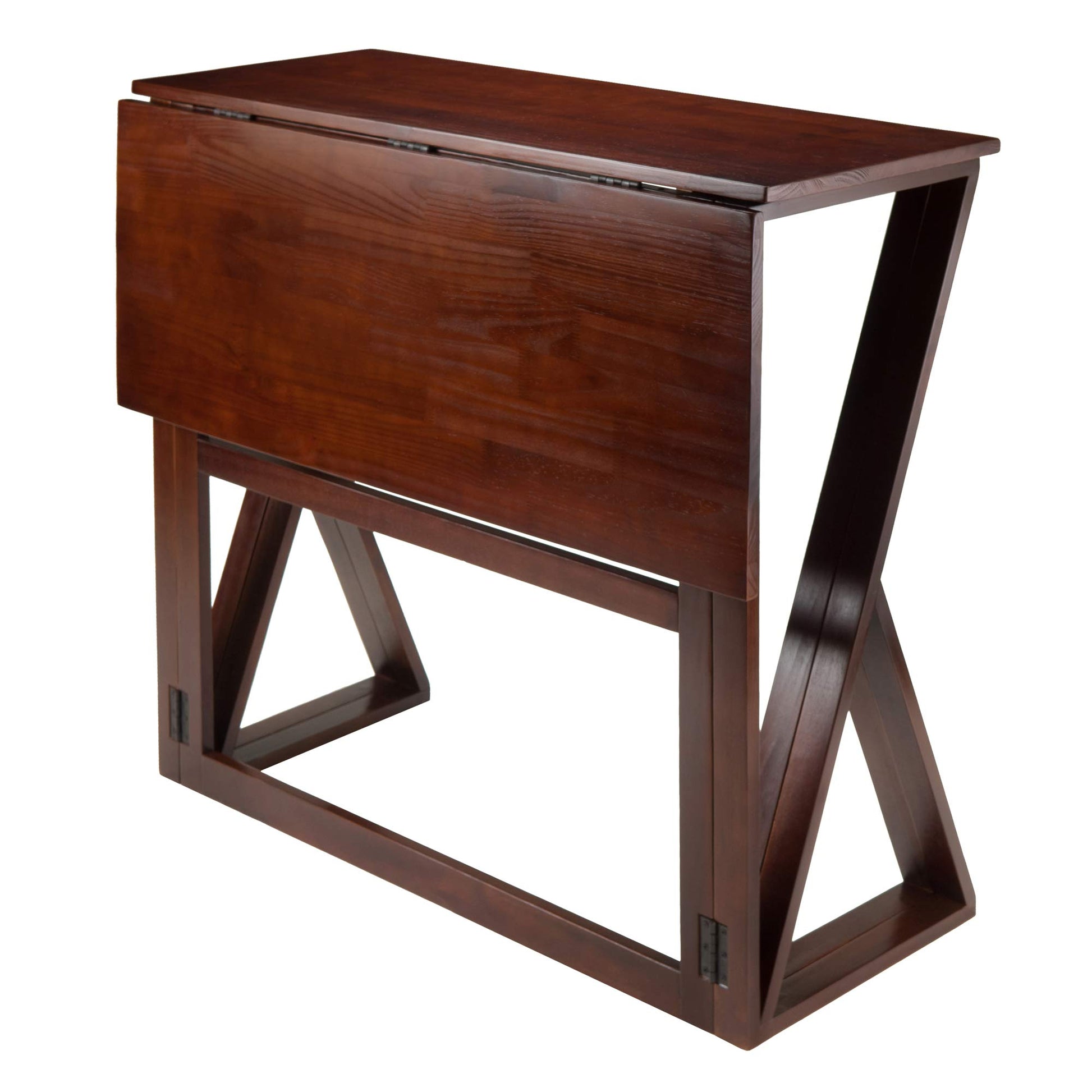 TABLE | CasaFoyer Harrington Drop Leaf High Table | Solid Wood | Walnut Finish | 39.37W x 31.5D x 36.22H | Convenient Drop Leaf Extension | casafoyer.myshopify.com