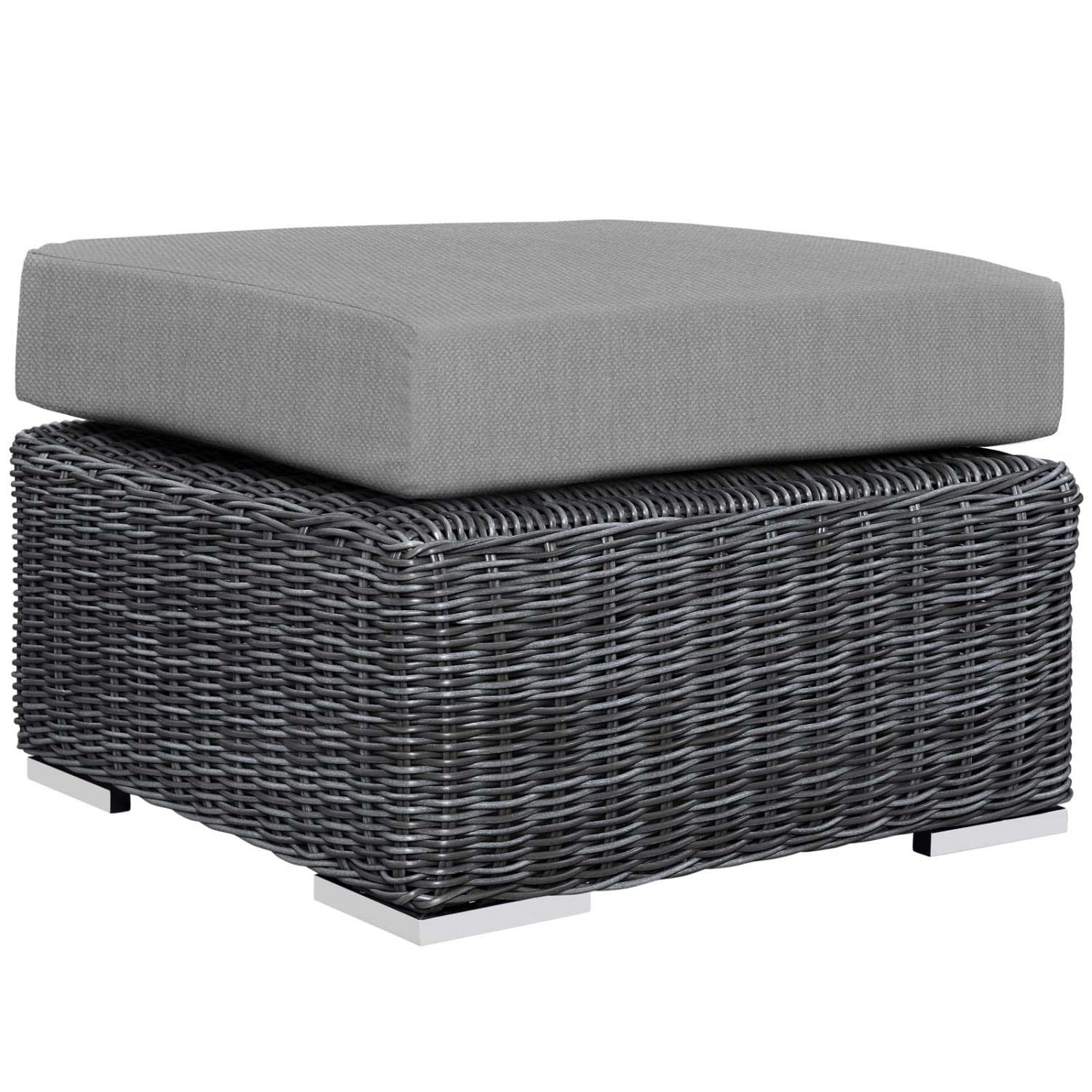Patio Furniture Sets | Summon Outdoor Patio Sectional Sofa Set | Two-Tone Rattan | Sunbrella Cushions | Aluminum Frame | Coffee Table | Ottoman | Sofa | Canvas Gray | casafoyer.myshopify.com
