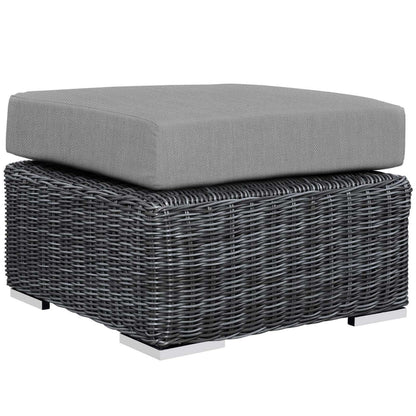 Patio Furniture Sets | Summon Outdoor Patio Sectional Sofa Set | Two-Tone Rattan | Sunbrella Cushions | Aluminum Frame | Coffee Table | Ottoman | Sofa | Canvas Gray | casafoyer.myshopify.com