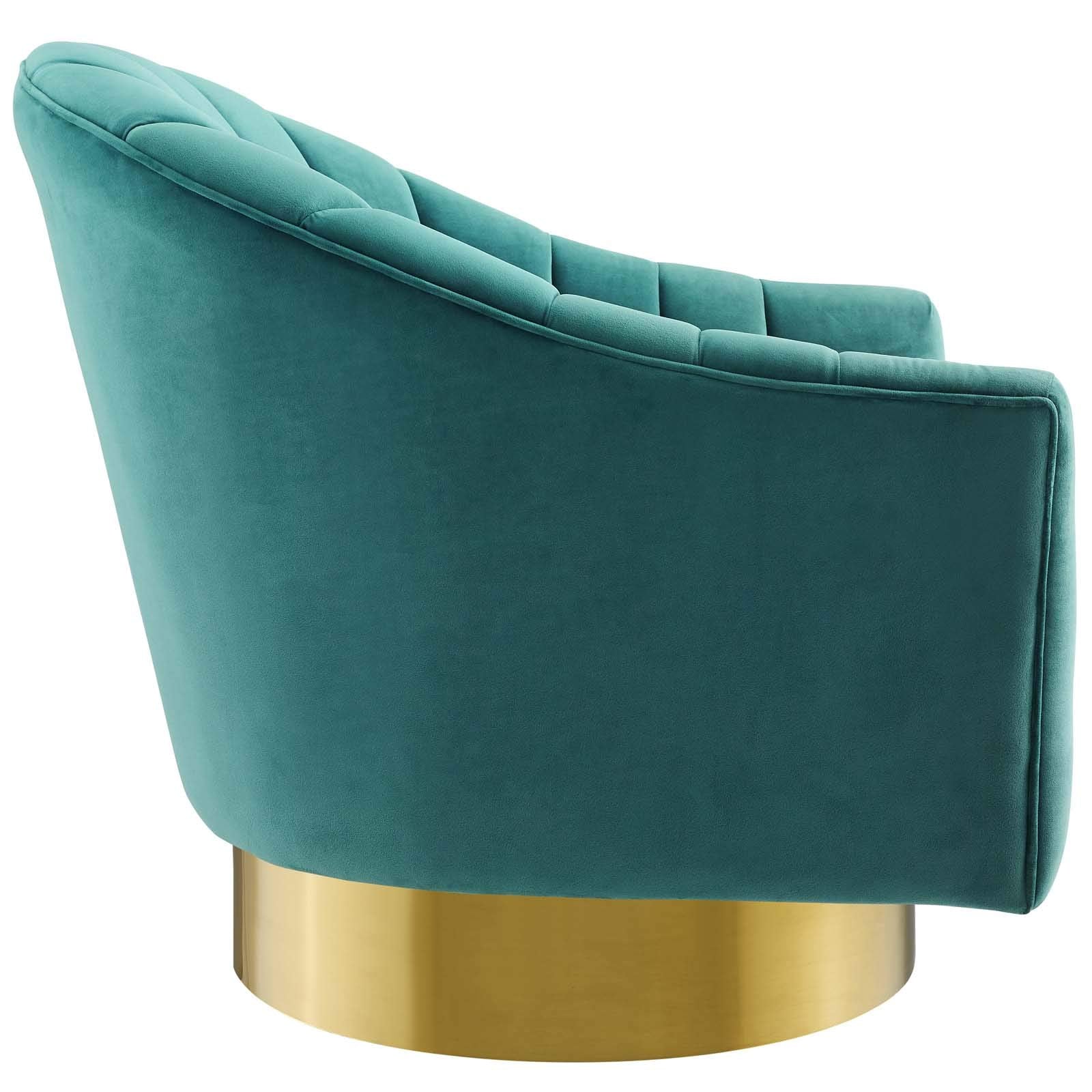 home office desk chairs | CasaFoyer Buoyant Vertical Channel Tufted Accent Lounge Swivel Chair | Ultimate Comfort & Style | Vintage Look | Stain-Resistant Velvet | Plush Seating | Gold Stainless Steel Base | casafoyer.myshopify.com