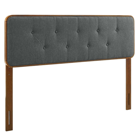 headboards | CasaFoyer Collins Tufted Wood Full Headboard | Modern Retro Style | Walnut Charcoal | Durable Rubberwood & MDF | Dense Foam Padding | Fabric Upholstery | Easy Assembly | casafoyer.myshopify.com