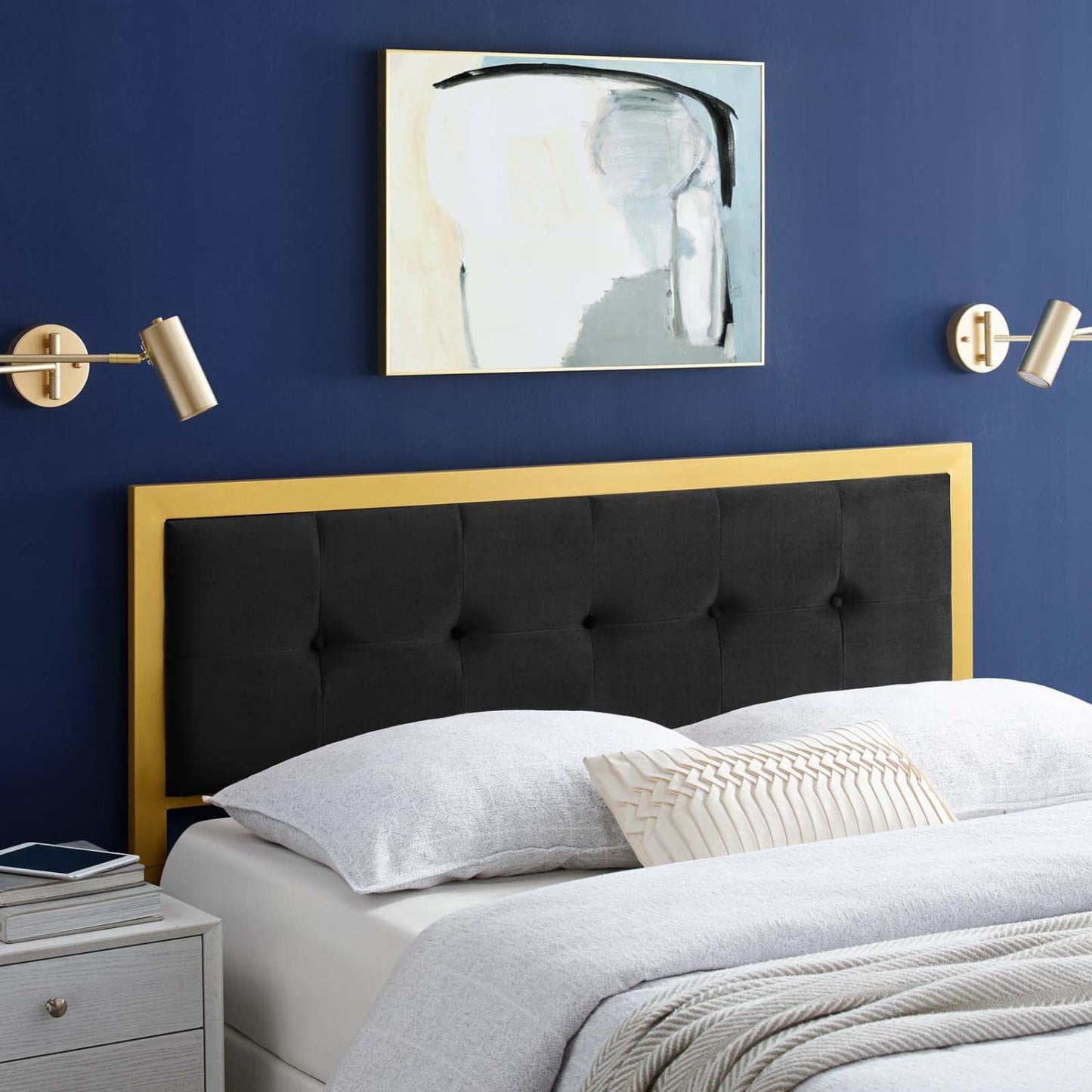 headboards | CasaFoyer Teagan Tufted Full Performance Velvet Headboard | Vintage Modern Elegance | Glamorous Deco Style | Stain-Resistant | Dense Foam Padding | Durable Metal Frame | casafoyer.myshopify.com