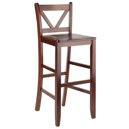 STOOL_SEATING | CasaFoyer  Wood Victor V-Back Bar Stools - Set of 2 | Antique Walnut Finish | Solid Beech Wood | 30 Height | Comfortable Seats | Stable & Stylish | Easy Assembly | casafoyer.myshopify.com