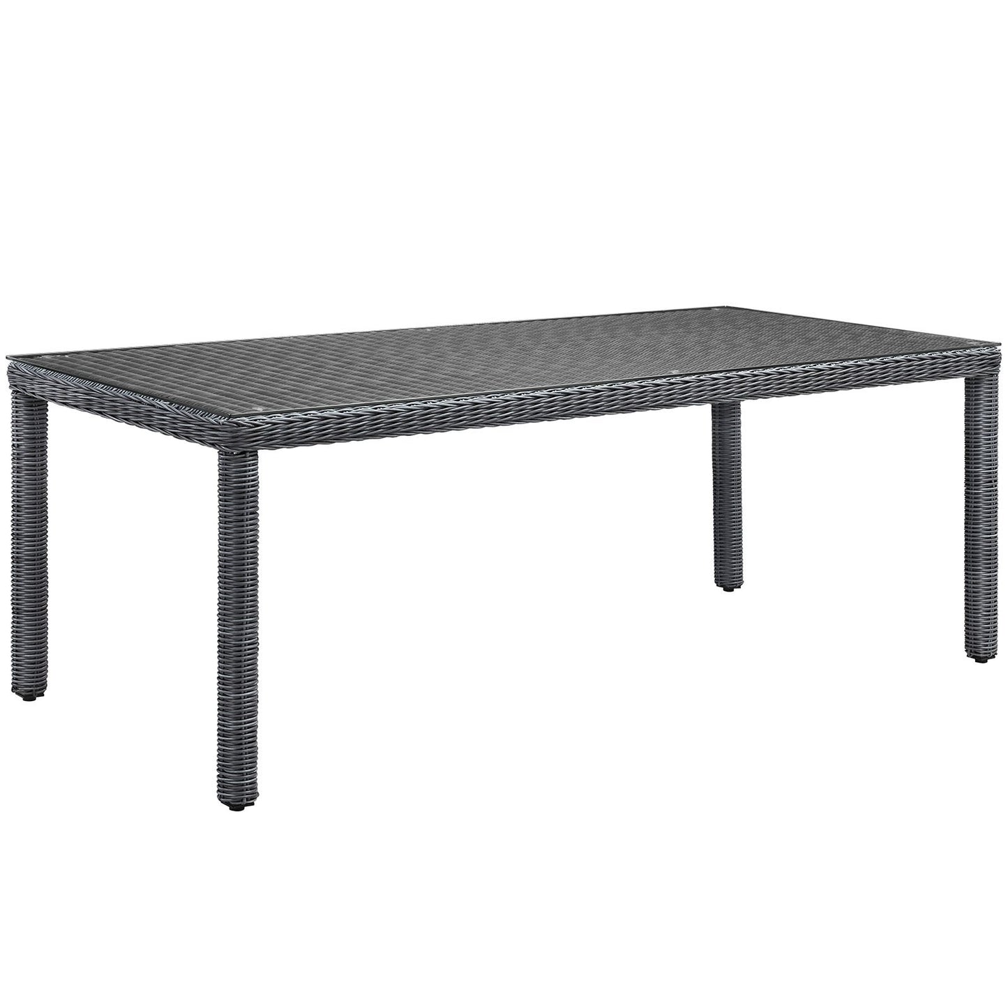 Patio Umbrella | Summon Outdoor Patio 83 Rectangle Dining Table | Two-Tone Synthetic Rattan Weave | UV Protection | Powder-Coated Aluminum Frame | Sleek & Contemporary Design | Ideal for Patio, Backyard, Poolside Gathering | Umbrella Not Included | casafoyer.myshopify.com