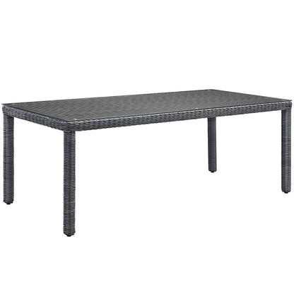 Patio Umbrella | Summon Outdoor Patio 83 Rectangle Dining Table | Two-Tone Synthetic Rattan Weave | UV Protection | Powder-Coated Aluminum Frame | Sleek & Contemporary Design | Ideal for Patio, Backyard, Poolside Gathering | Umbrella Not Included | casafoyer.myshopify.com