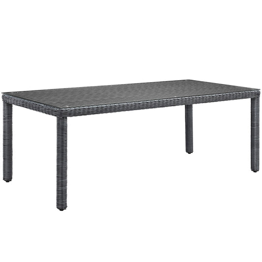 Patio Umbrella | Summon Outdoor Patio 83 Rectangle Dining Table | Two-Tone Synthetic Rattan Weave | UV Protection | Powder-Coated Aluminum Frame | Sleek & Contemporary Design | Ideal for Patio, Backyard, Poolside Gathering | Umbrella Not Included | casafoyer.myshopify.com