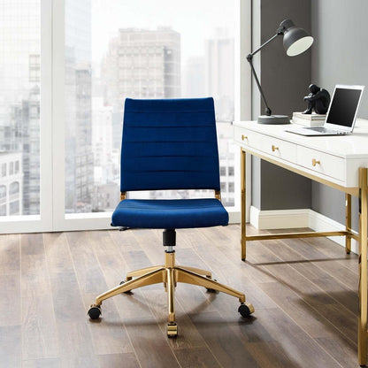home office desk chairs | CasaFoyer Jive Armless Mid Back Office Chair | Stylish, Functional, Comfortable | Stain-Resistant Velvet Upholstery | Chrome-Plated Aluminum Base | Dual-Wheel Casters | Tension Knob & Tilt Lock | Perfect for Office | casafoyer.myshopify.com