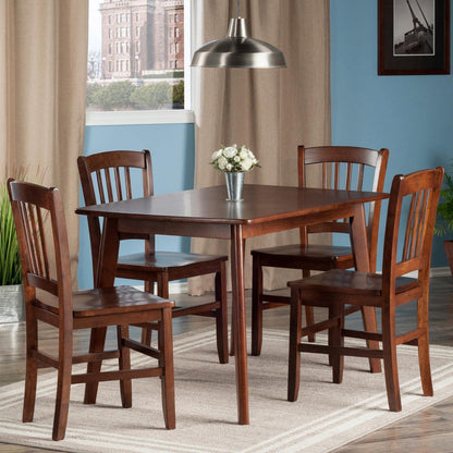 childrens table and chair sets | CasaFoyer Elegant 5-Piece Shaye Dining Table Set | Solid Wood | Walnut Finish | Modern Design | 4 Slat Back Chairs | Easy Assembly | 47.2W x 29.5D x 29H | casafoyer.myshopify.com