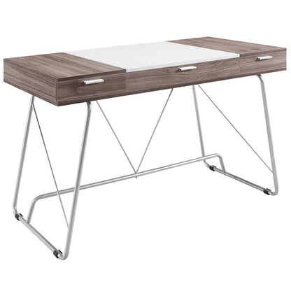 home office desks | Panel Desk | Flawless Fusion of Contrasting Shades | Melamine Coated Fiberboard | 3 Pull-Out Storage Drawers | Sleek Metal Tube Base | Ideal for Office or Home | casafoyer.myshopify.com