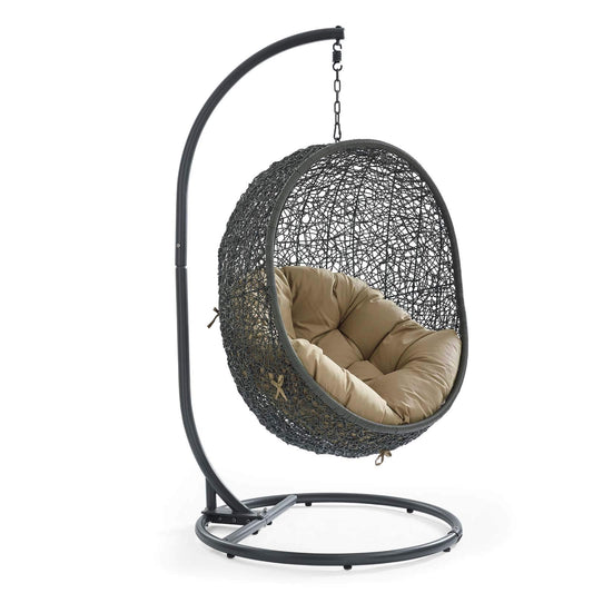 porch swings | Ergode Hide Outdoor Patio Swing Chair | Tranquil Island Retreat | Synthetic Rattan Weave | All-Weather Cushion | Powder-Coated Steel Frame | UV Resistant | Perfect for Patio, Backyard, Porch, Poolside | Indoor Lounge, Bedroom | Includes Cloak Swing Chair | casafoyer.myshopify.com