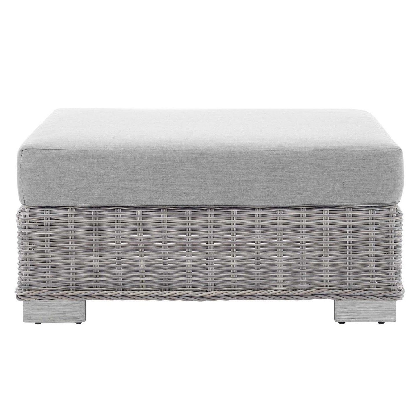 ottomans | CasaFoyer Conway Outdoor Patio Wicker Rattan Ottoman | Light Gray | UV-Resistant | Sturdy Frame | Water-Resistant Cushion | Trendy Design | Easy Assembly | casafoyer.myshopify.com