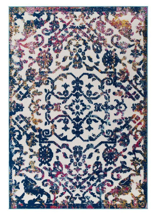 Carpet & Rugs | CasaFoyer Reflect Primrose Vintage Ornate Floral Lattice Indoor/Outdoor Area Rug | 8x10 | Ivory/Dark Blue/Multicolored | casafoyer.myshopify.com