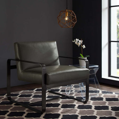 home office desk chairs | CasaFoyer Astute Armchair | Contemporary Design | Faux Leather Upholstery | Gray Stainless Steel Frame | Comfortable & Chic Lounge Chair | casafoyer.myshopify.com