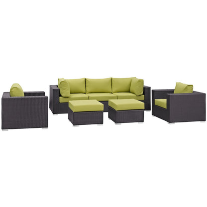 kitchen and dining room sets | CasaFoyer Convene Outdoor Sectional Set | Synthetic Rattan | Aluminum Frame | All-Weather Cushions | Patio Sofa, Armless Chair, Corner, Ottoman | Espresso Peridot | casafoyer.myshopify.com