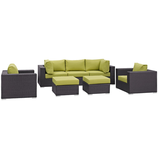 kitchen and dining room sets | CasaFoyer Convene Outdoor Sectional Set | Synthetic Rattan | Aluminum Frame | All-Weather Cushions | Patio Sofa, Armless Chair, Corner, Ottoman | Espresso Peridot | casafoyer.myshopify.com