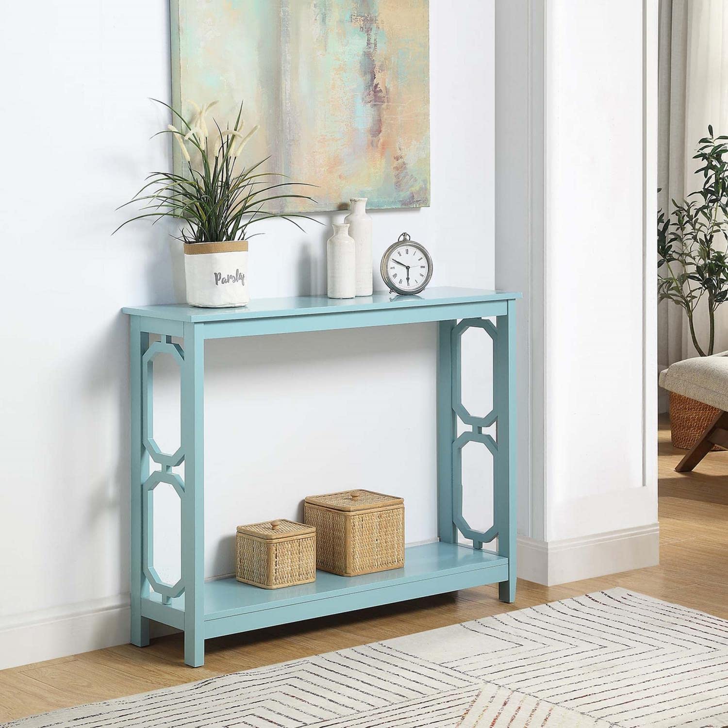 TABLE | Ergode Omega Console Table with Shelf | Stylish & Practical | 2 Tiers for Display | Contemporary Design | Easy to Maintain | Hidden Storage | Quick Assembly | Omega Collection by Ergode | casafoyer.myshopify.com