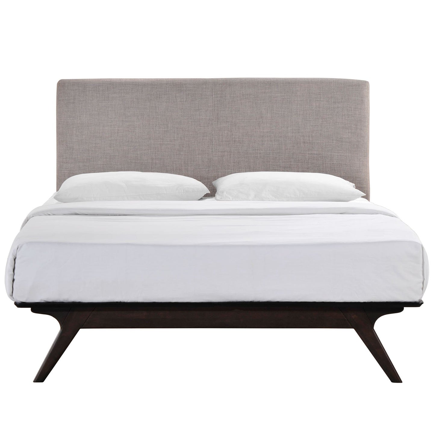 adjustable bed bases | CasaFoyer Tracy Full Size Platform Bed | Durable MDF | Open Design | Toffee Brown Stained Finish | Foam Padded Headboard | Easy Assembly | Mattress & Boxspring Not Included | casafoyer.myshopify.com