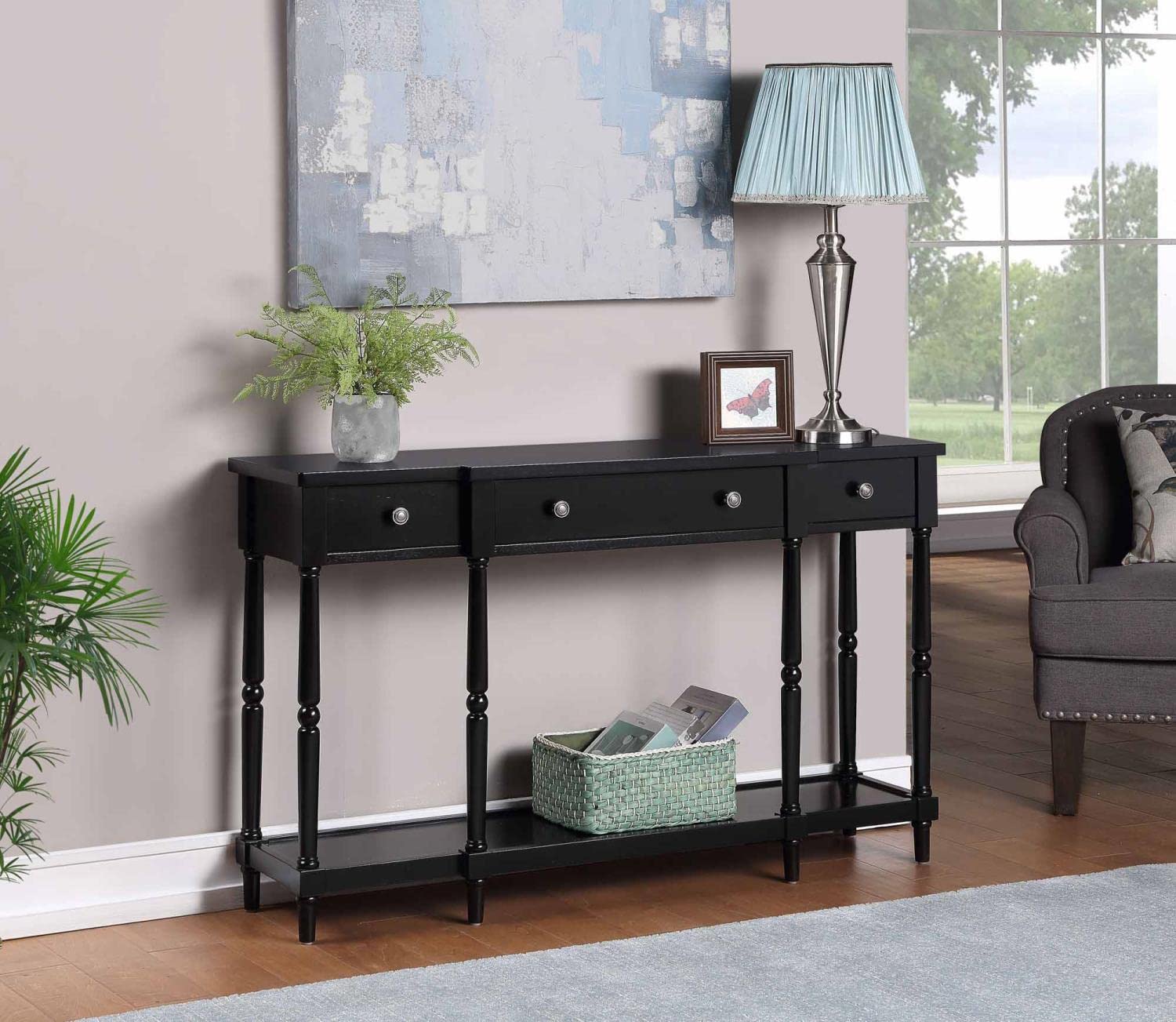 TABLE | Cheyenne 3 Drawer Console Table with Shelf | Stylish Contemporary Design | Maximized Storage & Display Space | Sturdy Rubberwood Legs | Easy to Clean | Assembly in 4 Steps | casafoyer.myshopify.com
