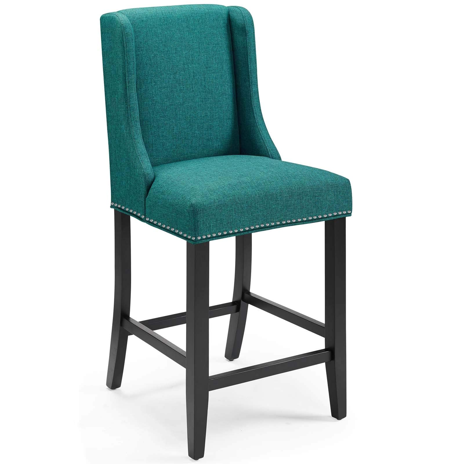 barstools | CasaFoyer Baron Upholstered Fabric Counter Stool - Teal | Contemporary Design | Nailhead Trim | Comfortable & Durable | 500 lb Weight Capacity | casafoyer.myshopify.com