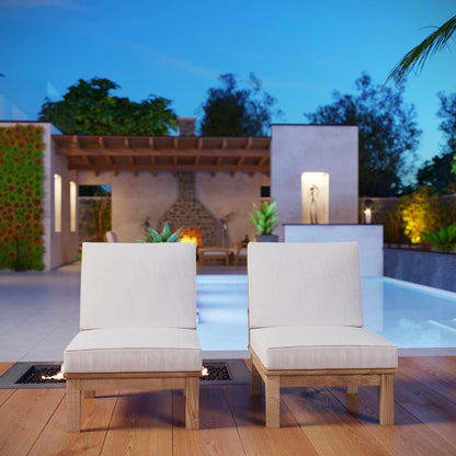 Patio Furniture Sets | Marina Teak Wood Outdoor Patio Furniture Sofa Sectional Set | Luxury, Durable, Weather-Resistant | Modern Design | 2 Piece Middle Sofa Set | casafoyer.myshopify.com