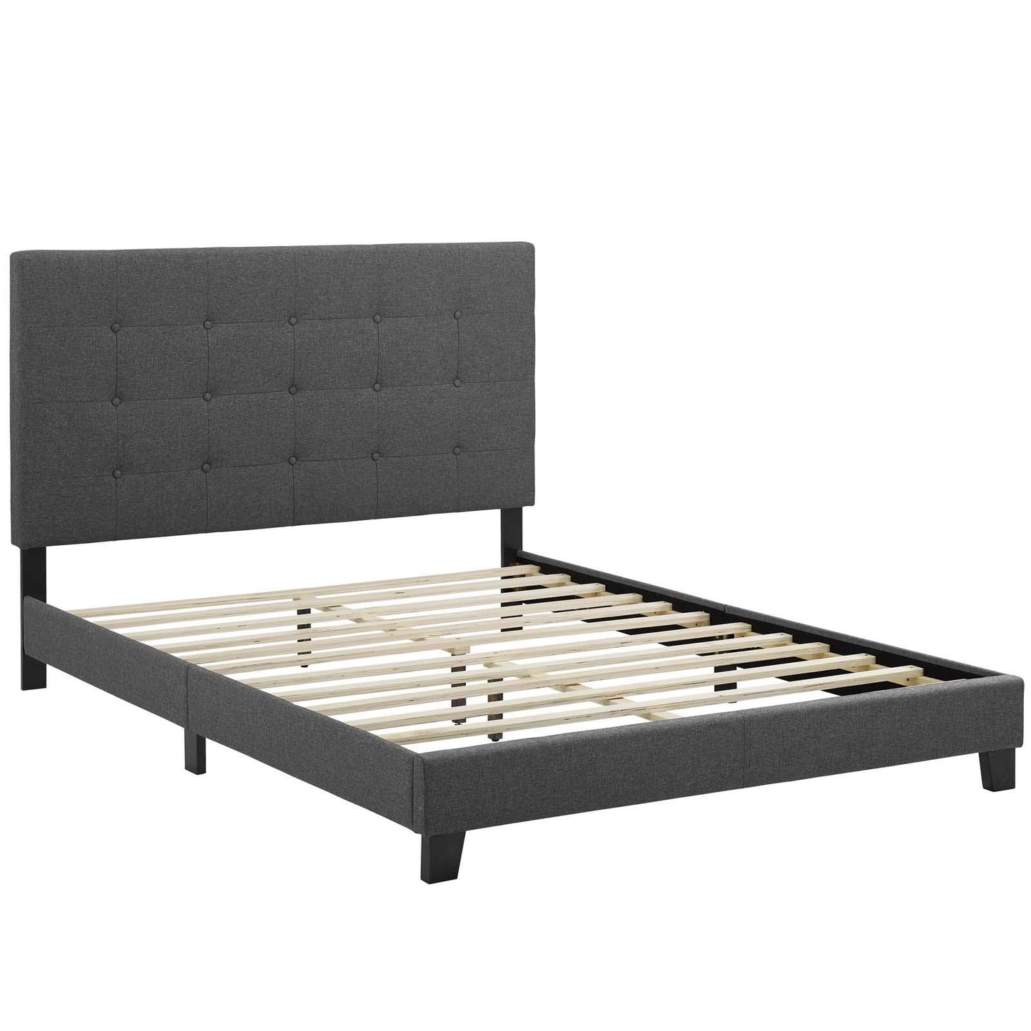 Bed | CasaFoyer Melanie King Platform Bed | Sleek Design | Button Tufting | Upholstered Fabric | Wood Frame & Legs | No Box Spring Needed | 800 lbs Weight Capacity | casafoyer.myshopify.com