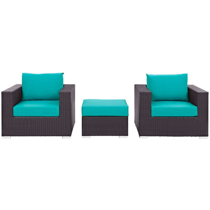kitchen and dining room sets | CasaFoyer Convene Outdoor Sectional Set | Durable Rattan & Aluminum Frame | Weather-Resistant Cushions | Includes Ottoman & Armchairs | casafoyer.myshopify.com