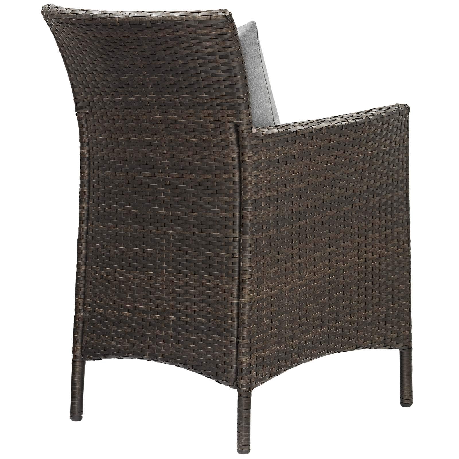 patio bistro sets | CasaFoyer Conduit Outdoor Patio Dining Armchair Set of 4 | Transitional Style | UV-Resistant Wicker Rattan | Waterproof Cushions | Brown Gray | casafoyer.myshopify.com