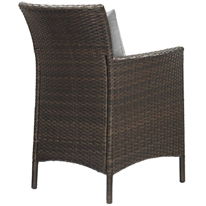 patio bistro sets | CasaFoyer Conduit Outdoor Patio Dining Armchair Set of 4 | Transitional Style | UV-Resistant Wicker Rattan | Waterproof Cushions | Brown Gray | casafoyer.myshopify.com