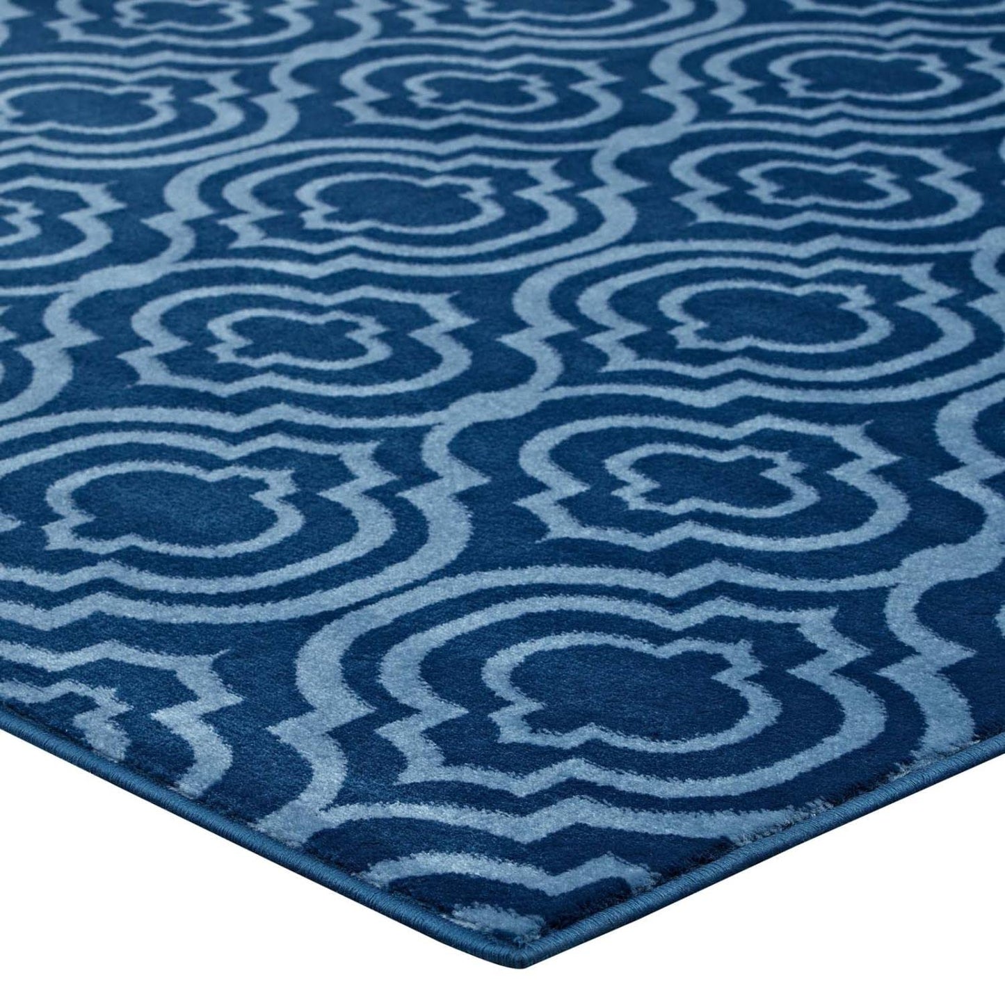 area rugs | CasaFoyer Frame Transitional Moroccan Trellis Area Rug | Durable, Stain Resistant, Easy to Maintain | 5x8 | Moroccan Blue | casafoyer.myshopify.com