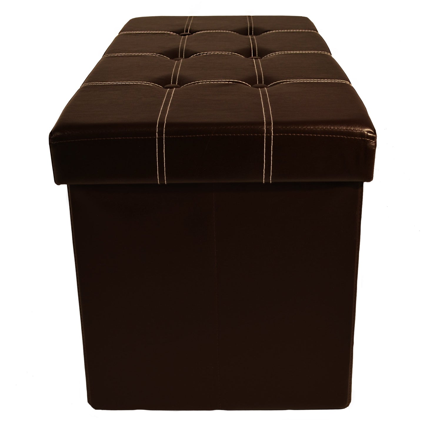 ottomans | CasaFoyer Collapsible Tufted Storage Ottoman | Versatile & Functional | Spacious Interior | Collapsible Design | Stylish & Durable | 30x15 | Brown Faux Leather | casafoyer.myshopify.com