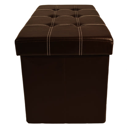 ottomans | CasaFoyer Collapsible Tufted Storage Ottoman | Versatile & Functional | Spacious Interior | Collapsible Design | Stylish & Durable | 30x15 | Brown Faux Leather | casafoyer.myshopify.com