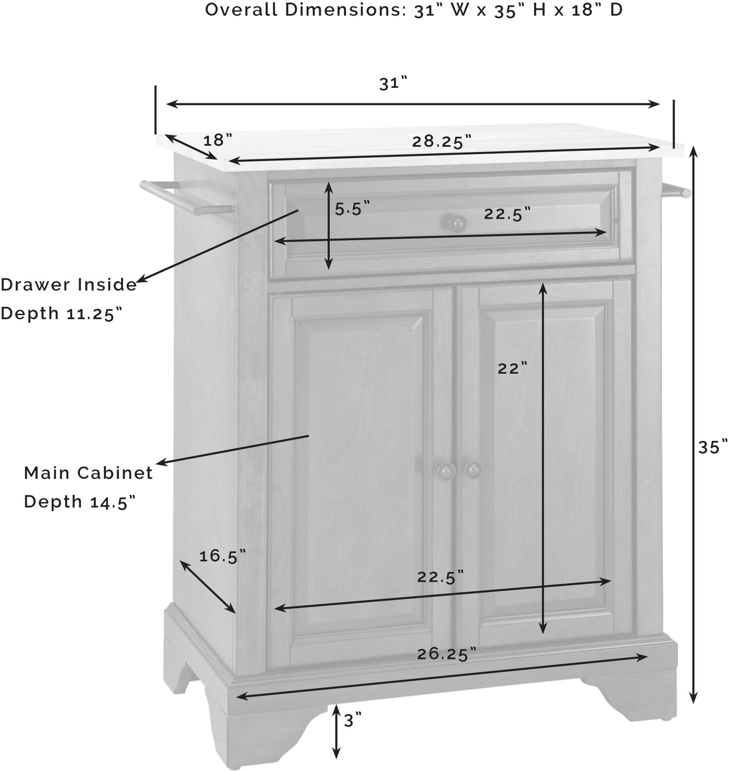 Kitchen Storage | Durable Solid Hardwood Kitchen Island | Elegant Raised Panel Doors | Spacious Drawer | Ample Storage Space | casafoyer.myshopify.com