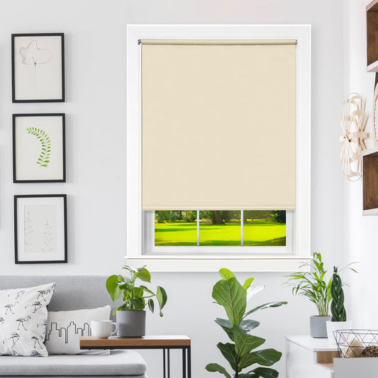 window treatment roller shades | CasaFoyer Cords Free Tear Down Room Darkening Window Shade | Customizable | Easy to Clean | Durable Micro-Ridged Vinyl | 55x72 Ivory | casafoyer.myshopify.com