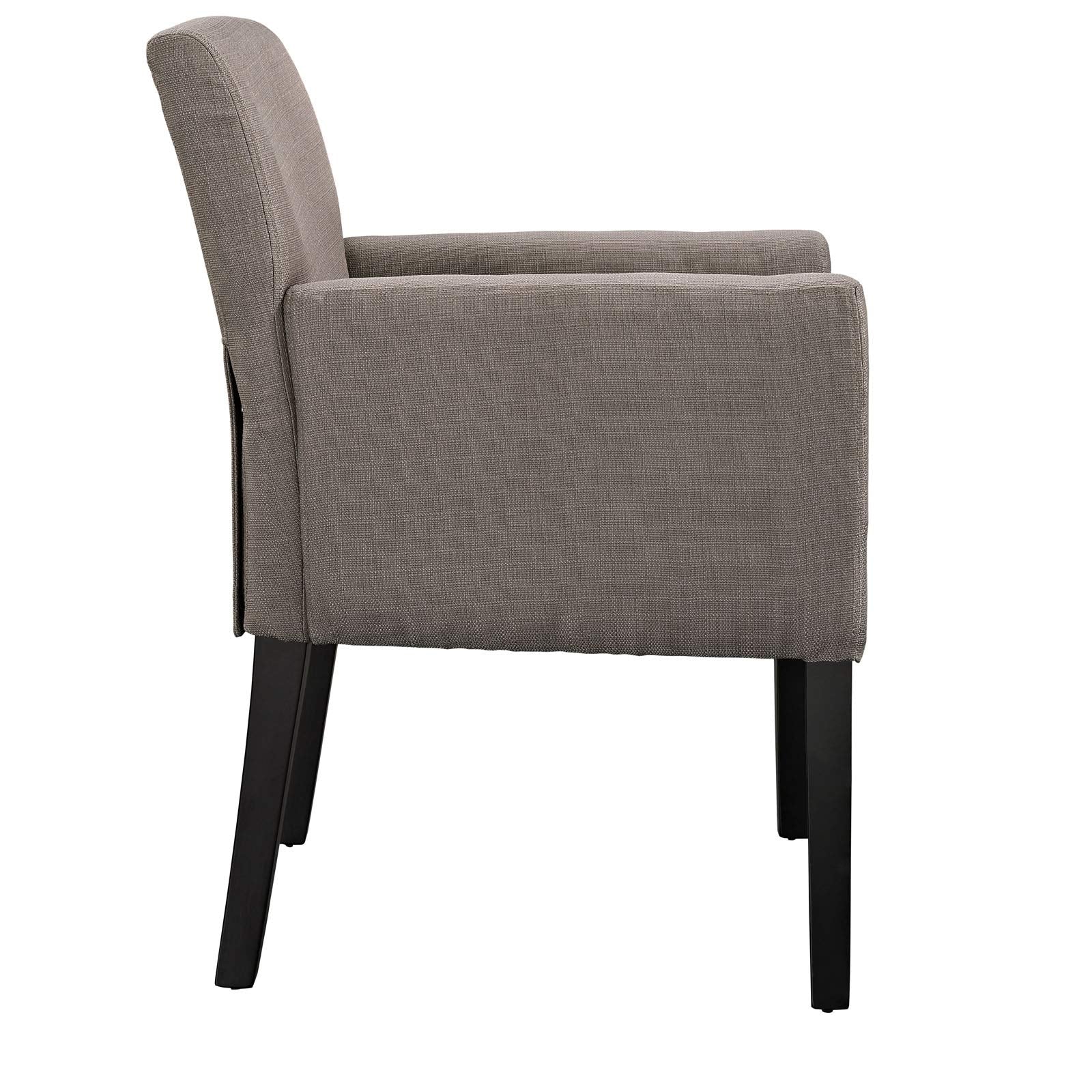 Dining Table | Chloe Wood Legged Armchair | Versatile & Timeless Design | Comfortable Fabric | Sturdy Dark Wooden Legs | Perfect for Dining, Office, or Living Room | Neutral & Engaging | Gray | casafoyer.myshopify.com