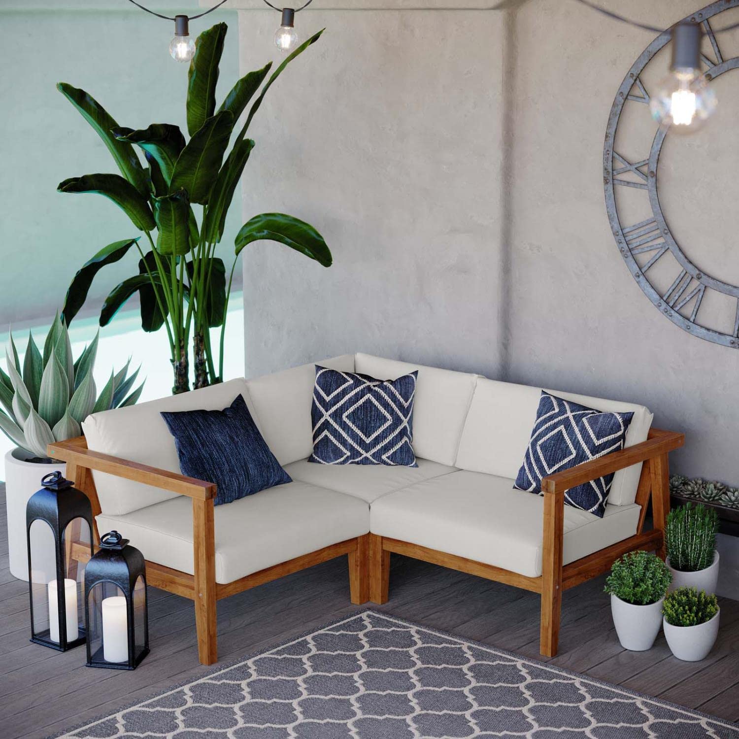 sofas | CasaFoyer Bayport Teak Outdoor Sectional Sofa Set | Ultimate Relaxation | Durable Teak Wood | UV & Water-Resistant Cushions | Versatile Configurations | casafoyer.myshopify.com