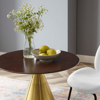 patio dining tables | CasaFoyer Tupelo 28 Dining Table | Modern Style | Mid-Century Design | Organic Shape | Gold Metal Base | MDF & Wood Grain Veneer | Non-Marking Ring | Easy Assembly | casafoyer.myshopify.com