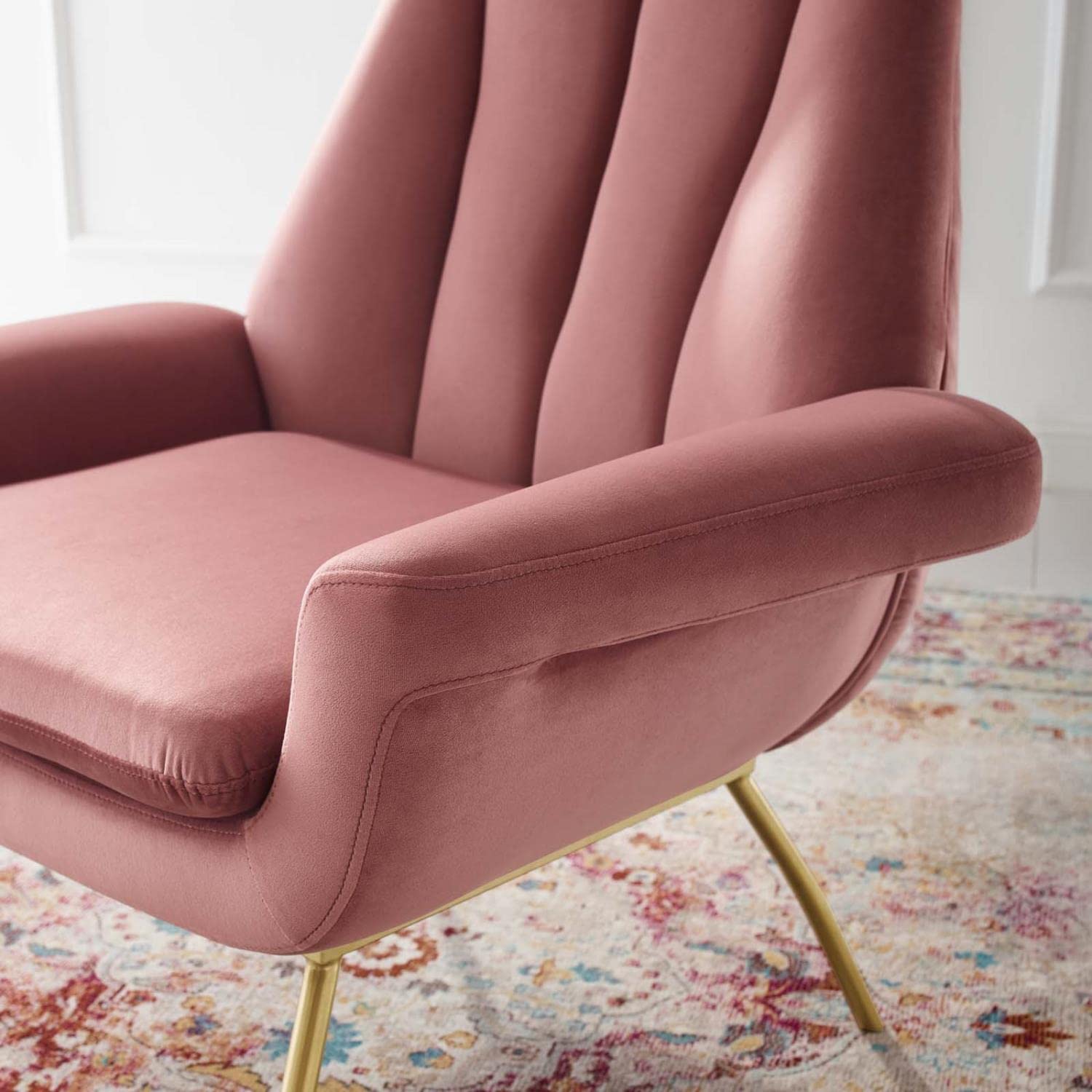 home office desk chairs | CasaFoyer Summit Accent Armchair | Highback Curved Tufting | Stain-Resistant Velvet | Gold Legs | Ideal for Living Room, Bedroom, Home Office | casafoyer.myshopify.com