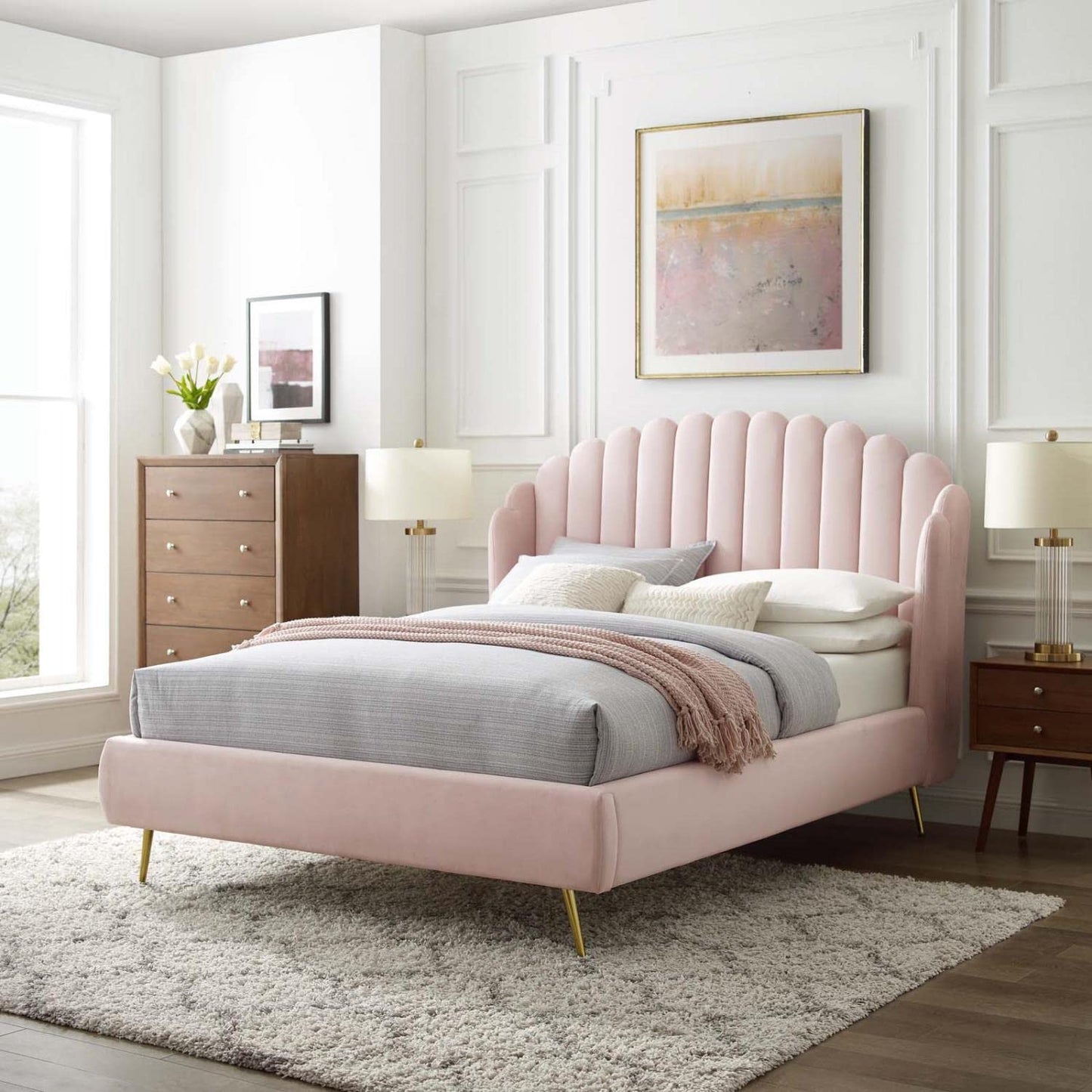 adjustable bed bases | CasaFoyer Lana Performance Velvet Queen Platform Bed | Wingback Tufted Design | Stain-Resistant Velvet Upholstery | Gold Metal Legs | Wood Slat Support System | Ideal for Memory Foam, Innerspring, Latex, and Hybrid Mattresses | casafoyer.myshopify.com