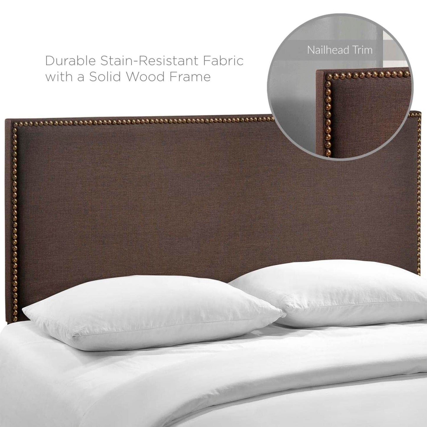 headboards | CasaFoyer  Region Linen Fabric Upholstered Queen Headboard | Spacious & Stylish | High-Quality Particleboard | Solid Wood Poles | Fine Linen Fabric Upholstery | Chic Nailhead Trim | Contemporary Design | Fits Most Queen Beds | casafoyer.myshopify.com