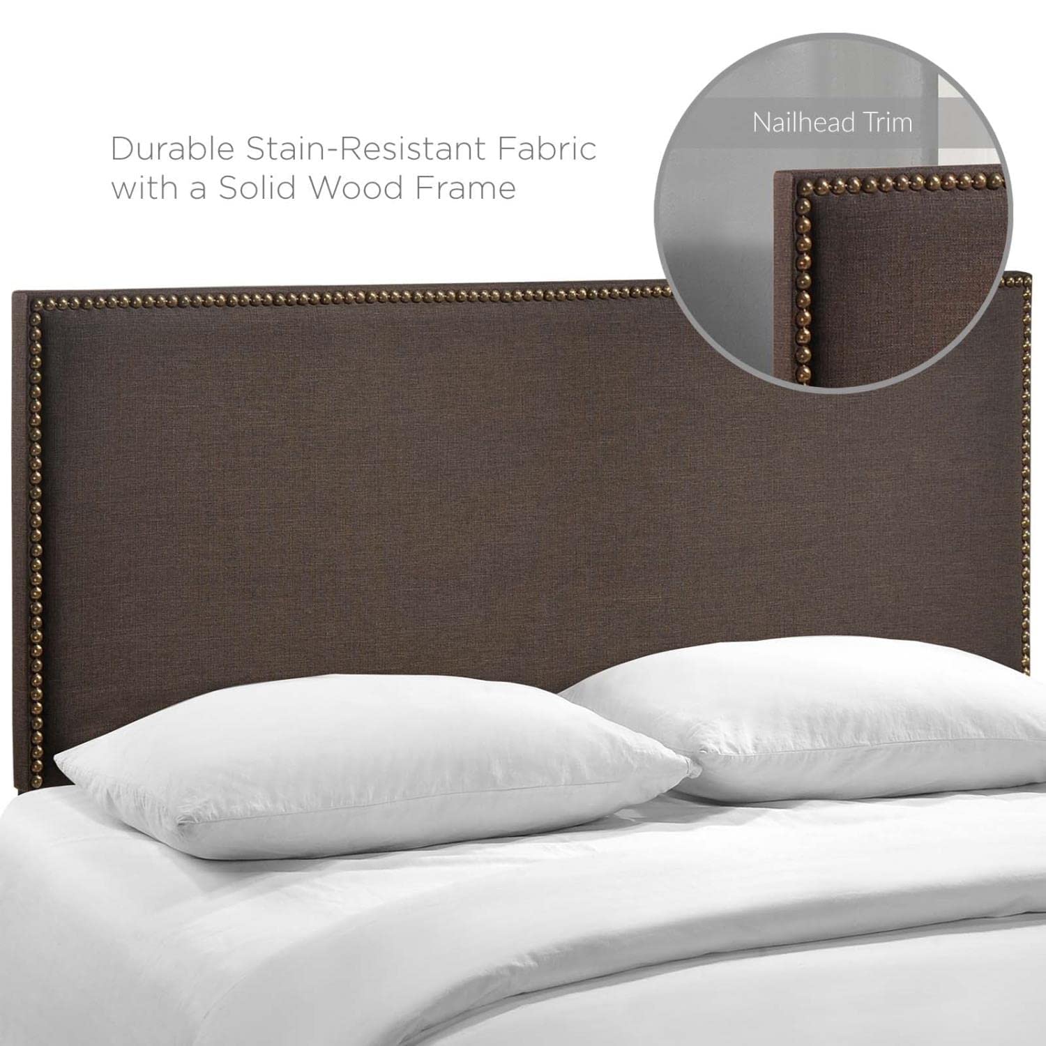 headboards | CasaFoyer  Region Linen Fabric Upholstered Queen Headboard | Spacious & Stylish | High-Quality Particleboard | Solid Wood Poles | Fine Linen Fabric Upholstery | Chic Nailhead Trim | Contemporary Design | Fits Most Queen Beds | casafoyer.myshopify.com