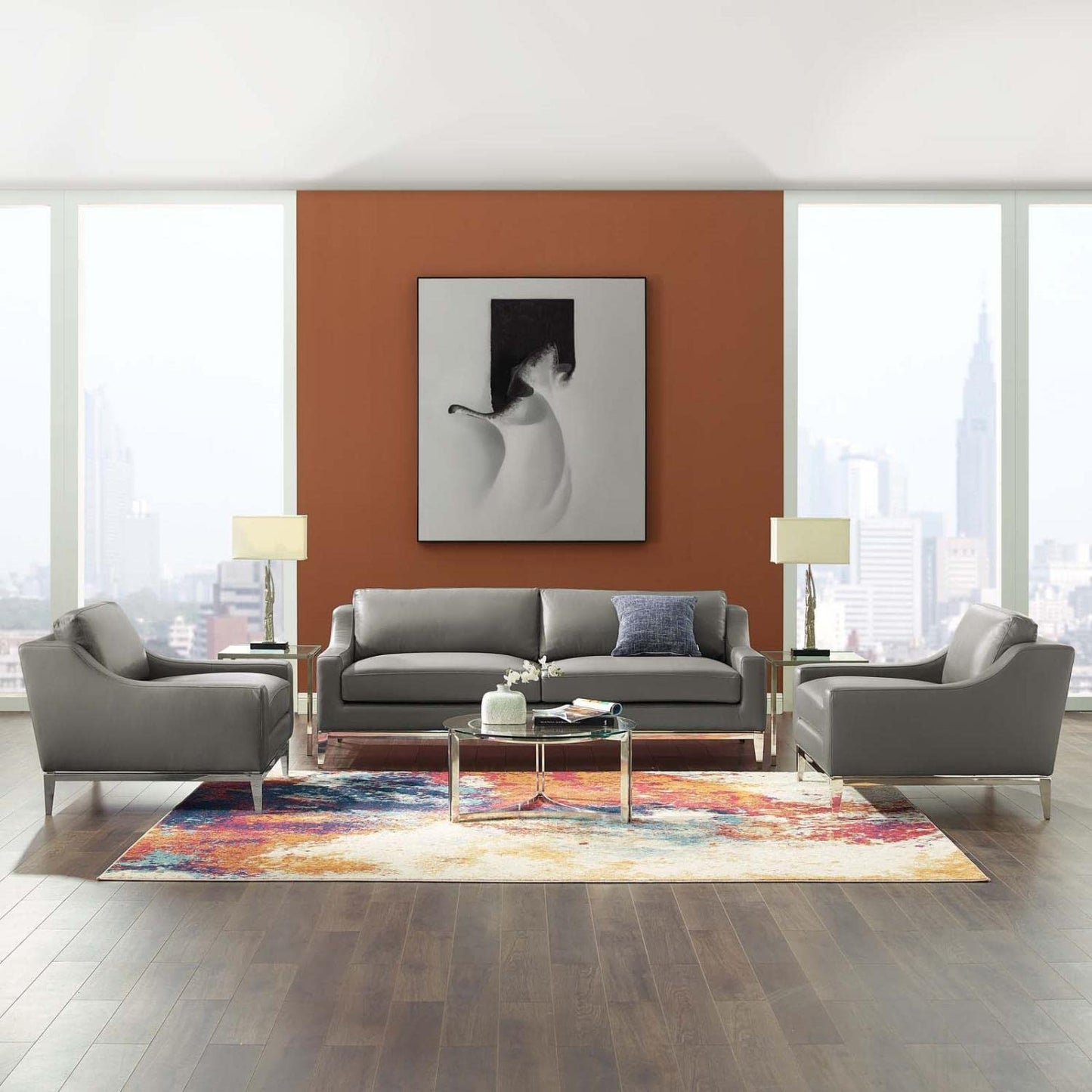 kitchen and dining room sets | CasaFoyer Harness Sofa & 2 Armchair Set | Luxurious Leather Upholstery | Comfortable Foam Cushions | Durable Spring Support | Polished Stainless Steel Frame | Non-Marking Foot Caps | Perfect for Any Room | casafoyer.myshopify.com